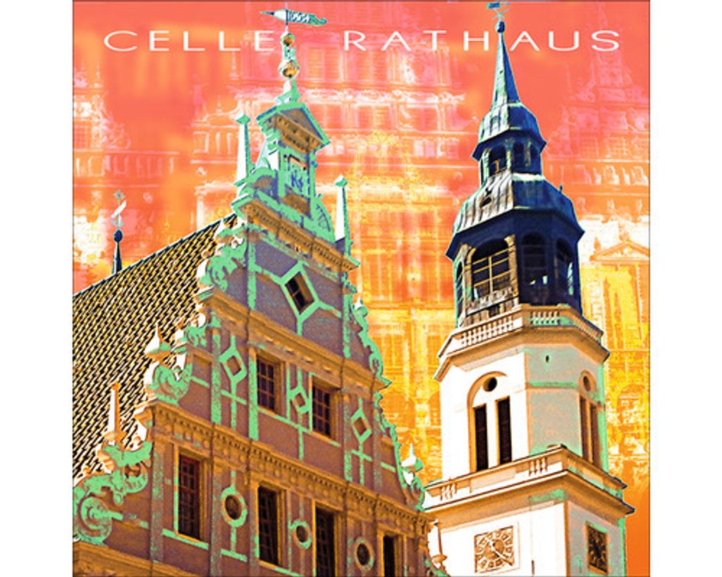Glasbild Celle Rathaus orange 50x50 cm