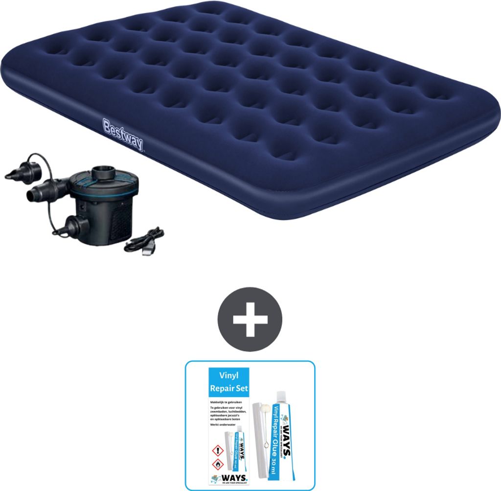 Bestway Luftmatratze - Doppelbett - 137 x 191 x 22 cm - Blau - Inklusive Zubehör