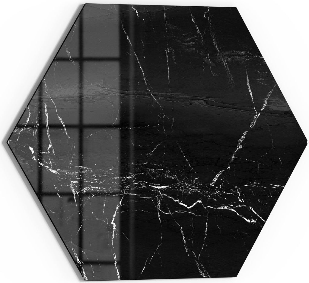 DEQORI Magnettafel Glas 40x35 cm 6-eckig 'Marmoradern im Detail' beschreibbar Whiteboard