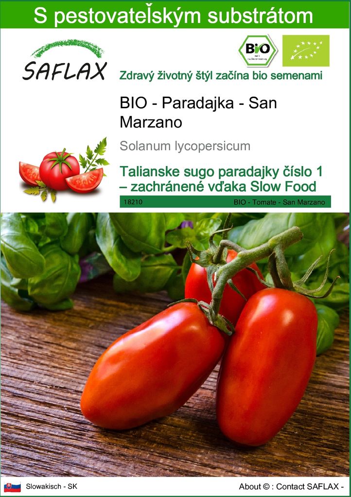SAFLAX - BIO - Paradajka - San Marzano - Solanum Obrázok produktu 