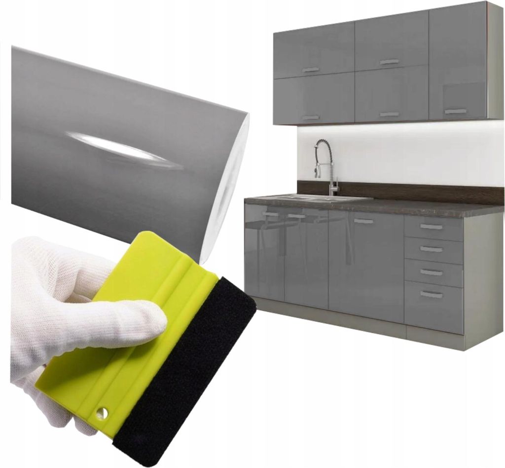 SOLAR SYSTEMS | Möbel-Folie selbstklebend - 122x100 cm - Grau Glanz - Wasserfest und leicht anzubringen