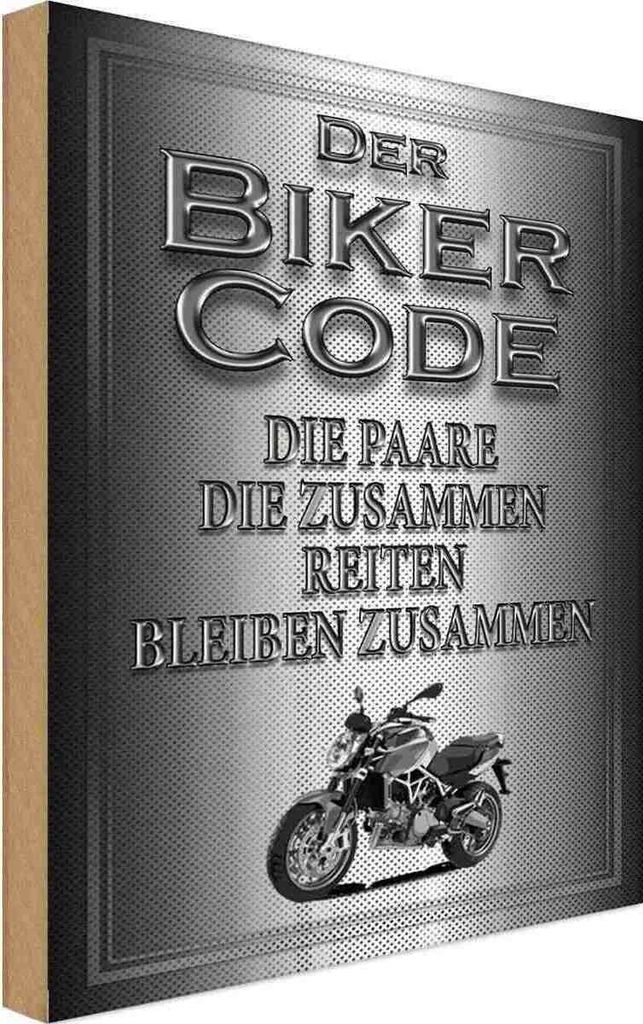vianmo Holzschild 18x12 cm Motorrad Biker Code Paare zusammen Auto Garage Werkstatt