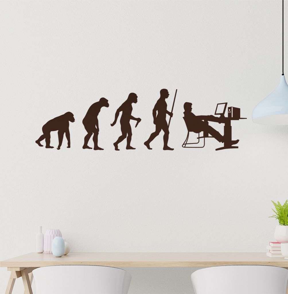 Computer Gamer Evolution Wandtattoo Wandaufkleber Wall Sticker - Dekoration, Küche, Wohnzimmer, Schlafzimmer, Badezimmer