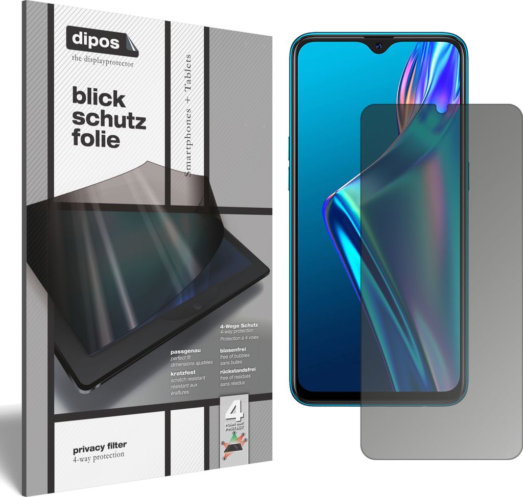 Schutzfolie für Oppo A12 mit Sichtschutz Blickschutz Folie