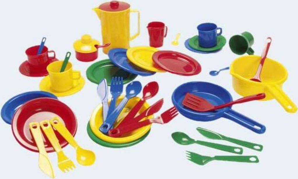 Dantoy - Küchenspielset Kinder-Küche Besteck Spielzeug buntes Spiel-Geschirr