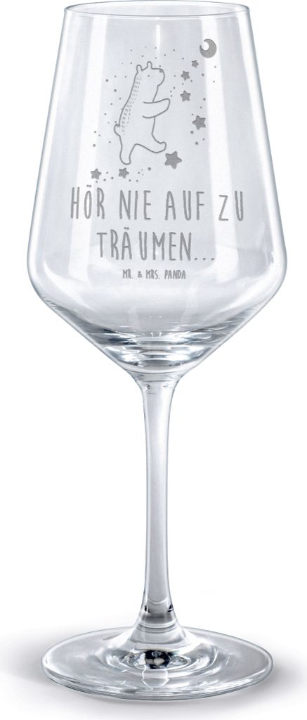 Mr. & Mrs. Panda Rotweinglas mit Gravur Bär Träume - Transparent - Geschenk, wein glas, Kelch, Traum, für rotwein, Träumen, Traumdeutung, Burgu...