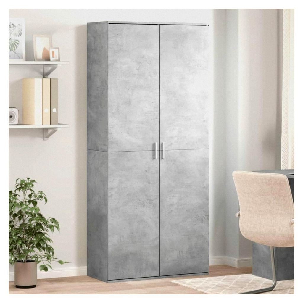 Highboard in Betongrau, 80 x 35 x 180 cm, Holzwerkstoff