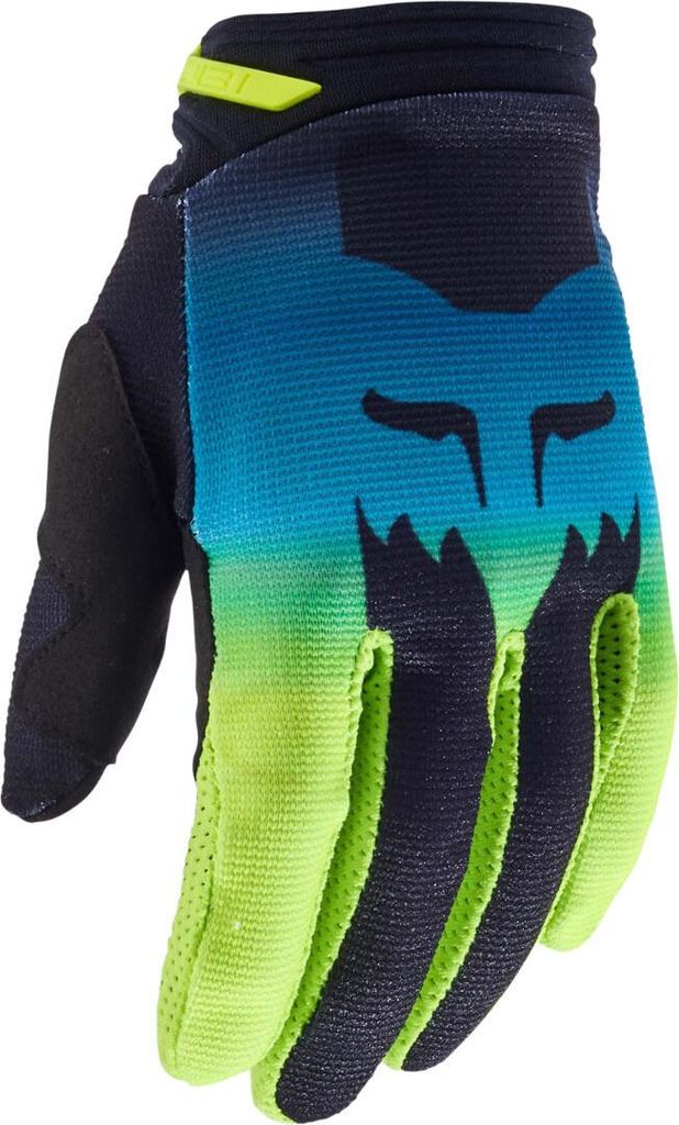 FOX 180 Flora Mädchen Motocross Handschuhe, schwarz/blau/gelb, S