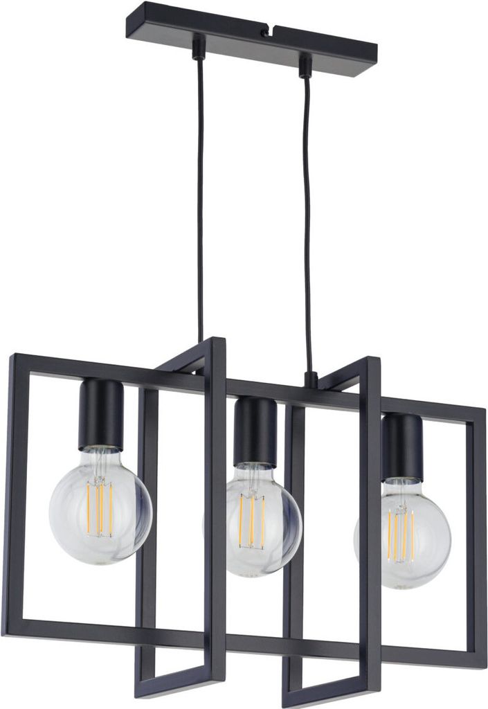 Lampa wisząca dekoracyjna geometryczna loft potrójna czarna Zdjęcie produktu 