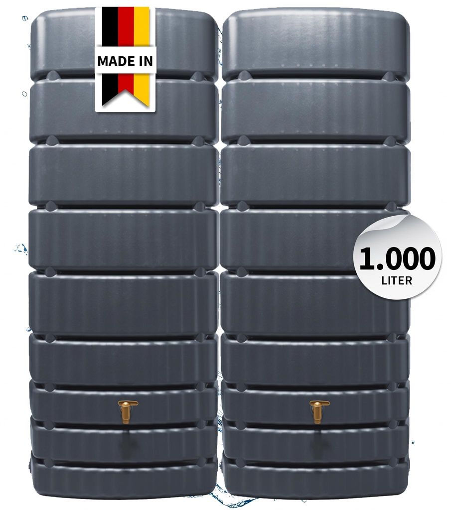 4rain SLIM wandtank SET 1000 L graphite grey, 2 x SLIM 500 Productafbeelding  AI-gegenereerde afbeelding