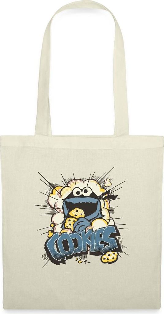 Spreadshirt Sesamstraße Design Mit Krümelmonster Und Cookies Stoffbeutel, One size, Natur