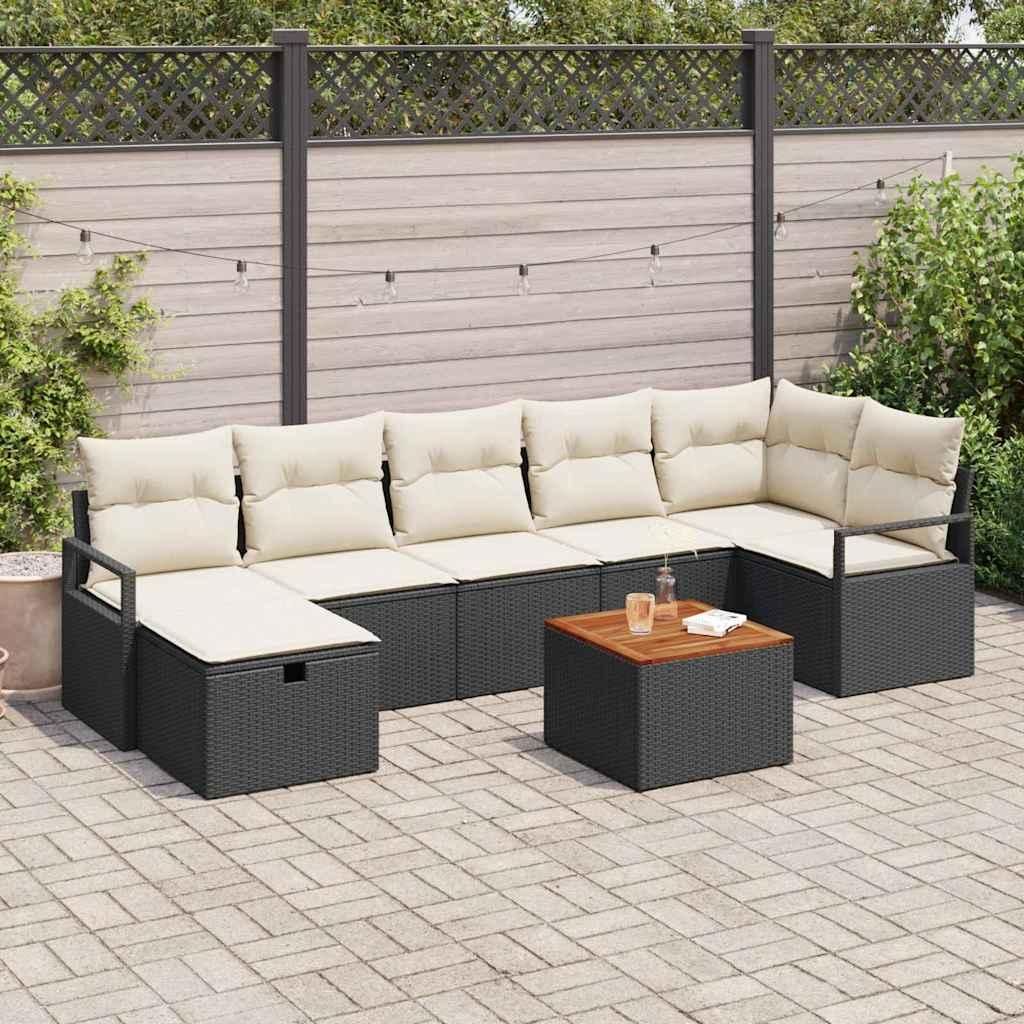 Maison Exclusive - Gartensofa-set mit Kissen 8 pcs Schwarz Poly Rattan