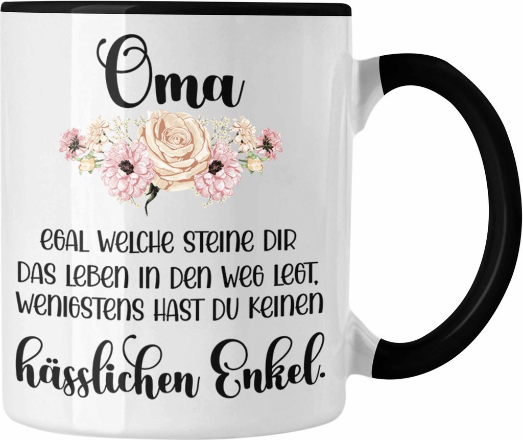 Trendation - Beste Oma Geschenk Tasse Geburtstagsgeschenk von Enkel Geschenkideen Lustig Geburtstag (Schwarz)