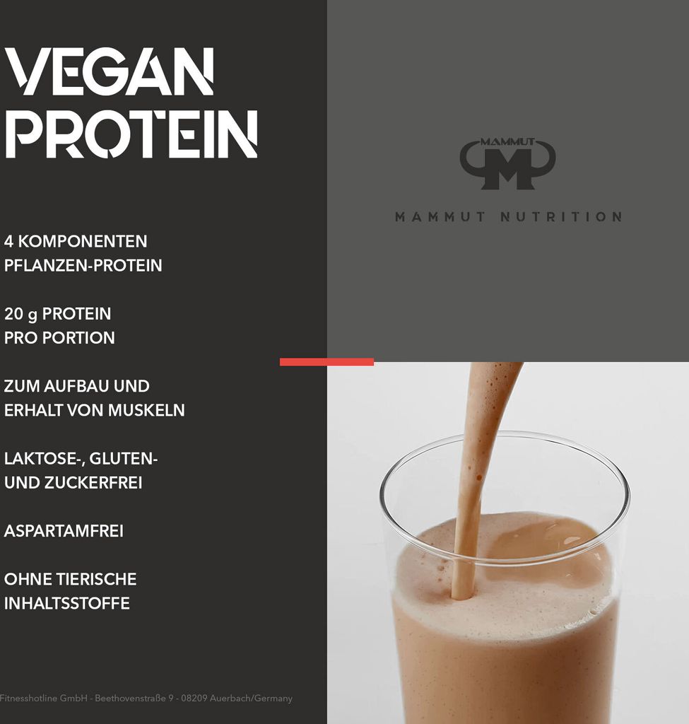 Mammut Nutrition - Vegan Protein - 460 g Dose, 1 x 460 g Dose, Geschmack: Nougat