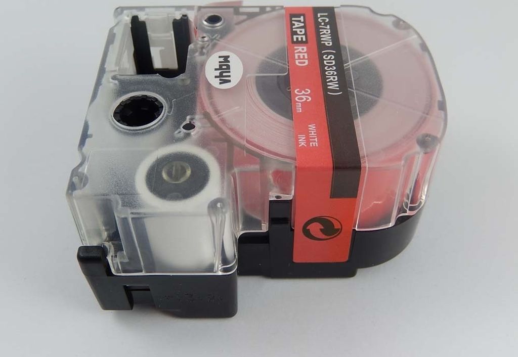 vhbw Schriftband-Kassette kompatibel mit Epson LabelWorks LW-1000P Etiketten-Drucker 8m x 36mm Weiß auf Rot