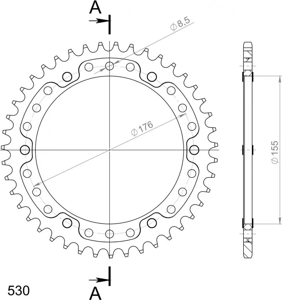 Couronne Stealth 530 Rouge 44D Supersprox RST-2011 Ultra Résistante
