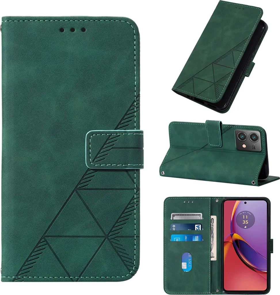 Cover Motorola Moto G84 Pelle Verde - Portafoglio Sottile e Sicuro