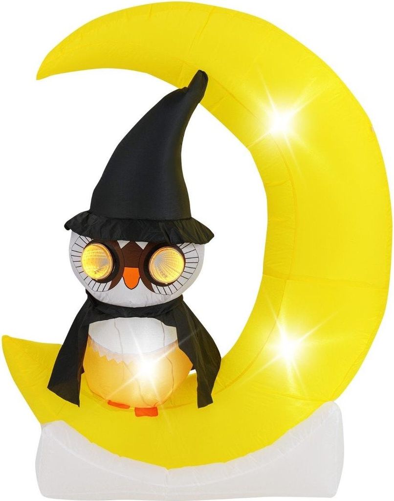 155CM LED Aufblasbarer Eulen auf dem Mond Stehend Schreckliche Halloween Dekoration