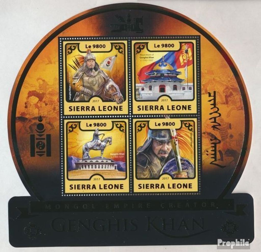 Briefmarken Sierra Leone 2017 Mi 8426-8429 Kleinbogen (kompl. Ausg.) postfrisch Dschinghis Khan