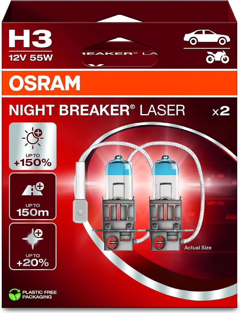 OSRAM NIGHT BREAKER LASER H3 PK22s 12 V/55 W (2er Box)