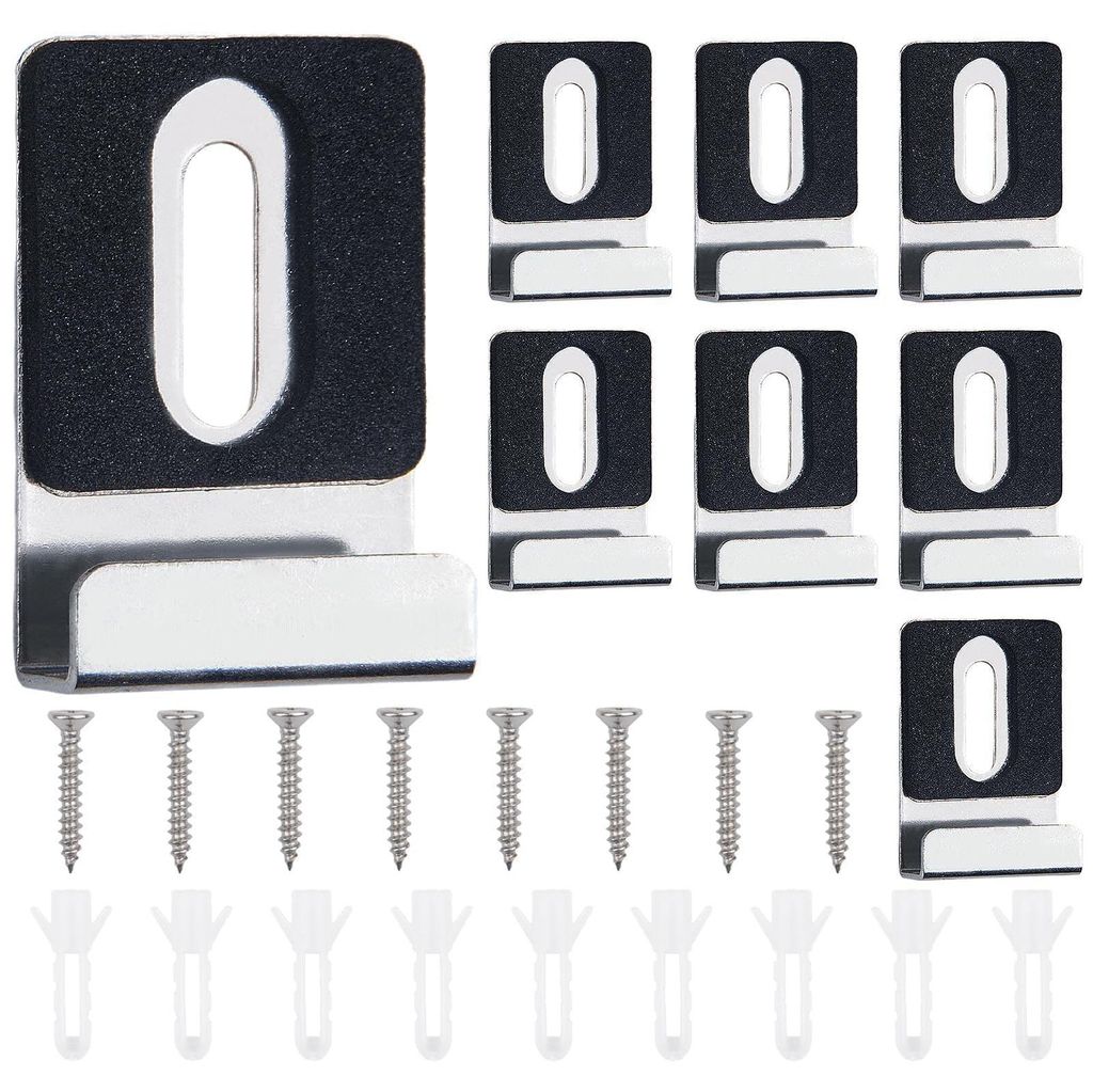 Robustes Spiegelhalterungs-Clip-Set aus Metall – 8 Spiegelclips aus Edelstahl mit Gummipads und Schrauben, stabile Befestigung für Wandfliesen u...