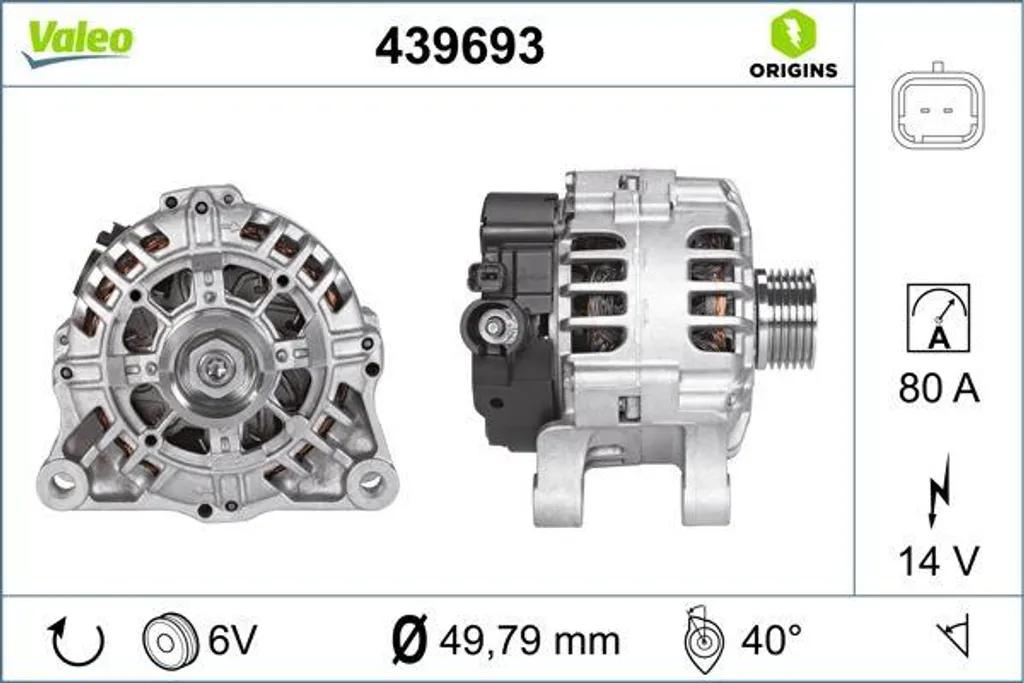 Alternateur de rechange Valeo 439693 pour réparer Citroën C3 et Peugeot