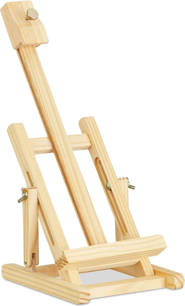 Petit chevalet de table pliable en bois naturel pour toile et dessin