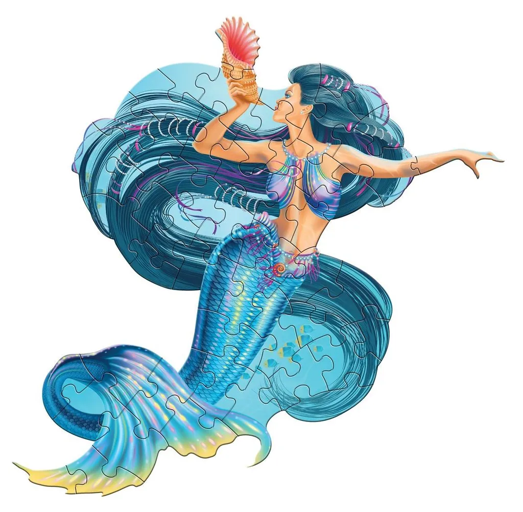 Puzzle en carton résistant de 48 pièces avec une sirène magique