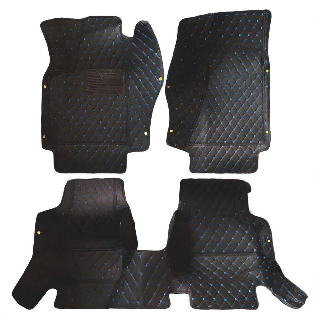 Auto Fußmatten Set 4-teilig Universal 2009–2017 – Kunstleder Schwarz Blau Antirutsch Auto Innenraum Schutz
