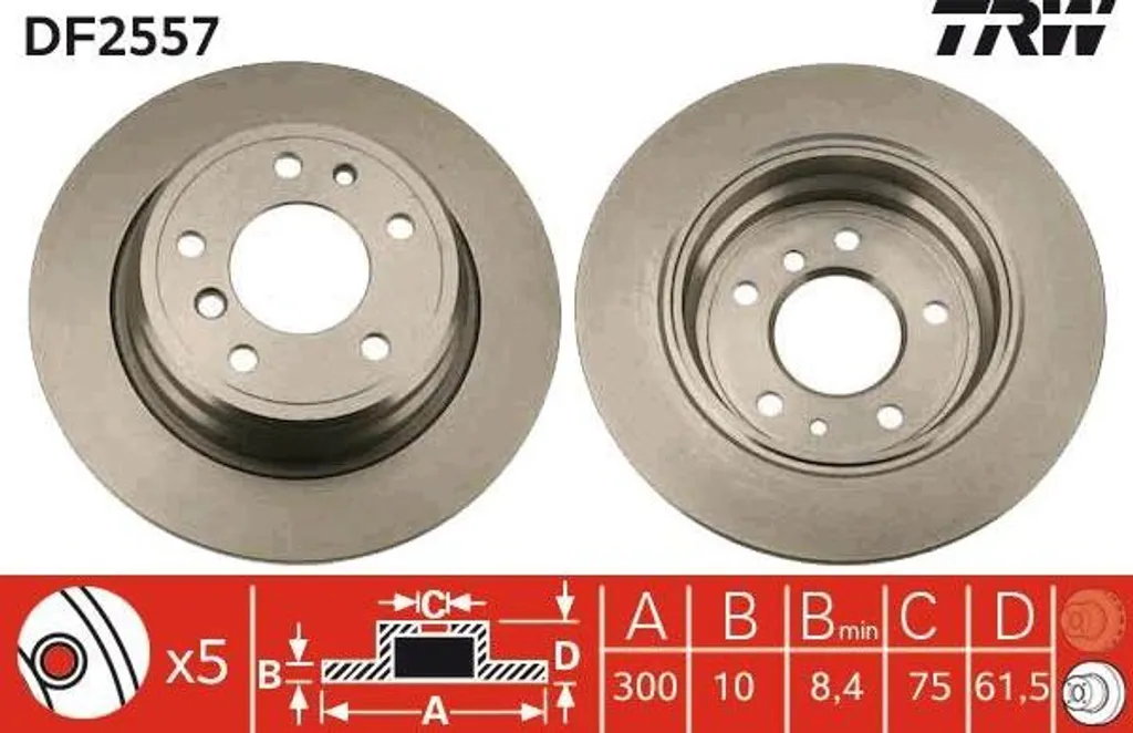 Stop aux vibrations : Disque de frein TRW DF2557 pour BMW E34 Arrière