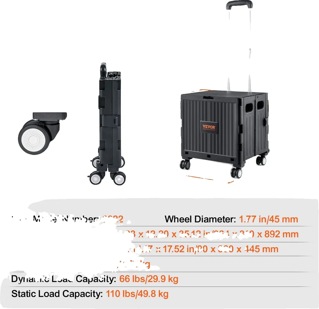 Carrello Spesa 4 Ruote Pieghevole 50kg | Mobilità Totale 110 Libbre