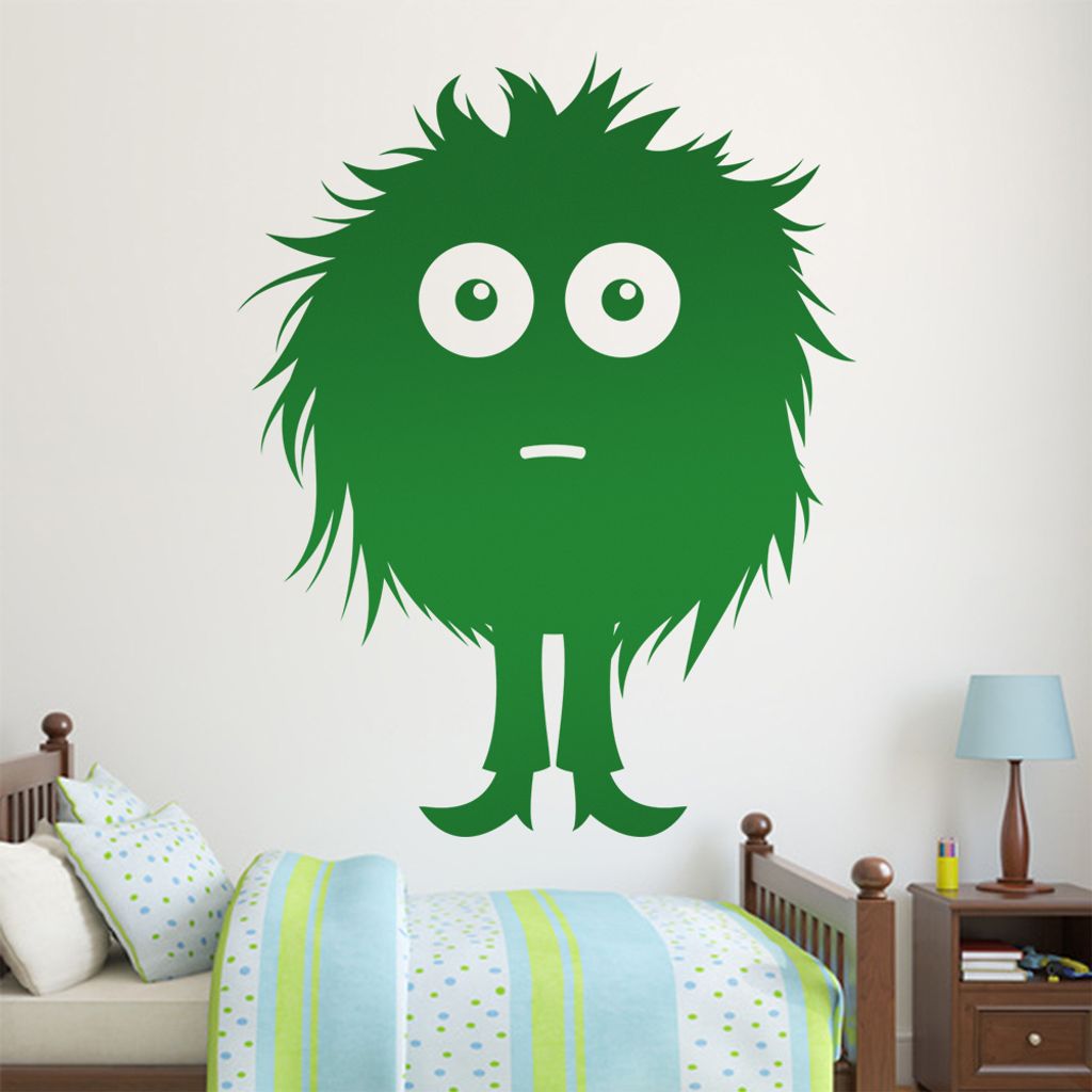KIWISTAR Haariges kleines Monster Wandtattoo in 6 Größen - Wandaufkleber Wall Sticker - Dekoration, Küche, Wohnzimmer, Schlafzimmer, Badezimmer