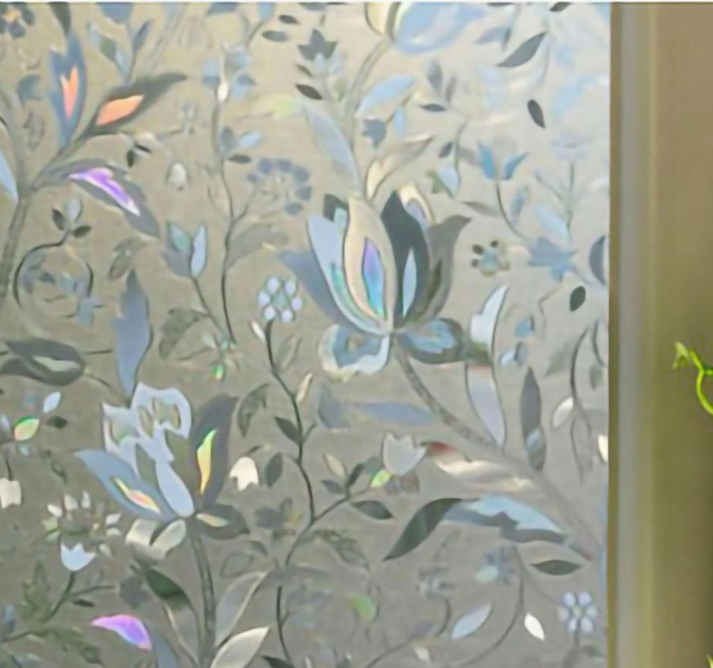 Statische Elektrizität Kleberfreie Fensterfolien Mattierter Sonnenschutz Fensterfolie für Bad Schlafzimmer Wohnzimmer 3D Tulpe