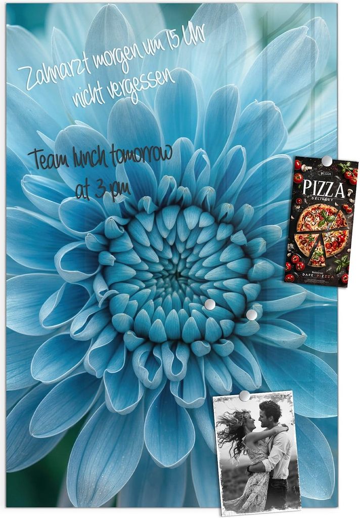 Magnettafel 40x60cm Pinnwand Whiteboard beschreibbar - Blaue Blume