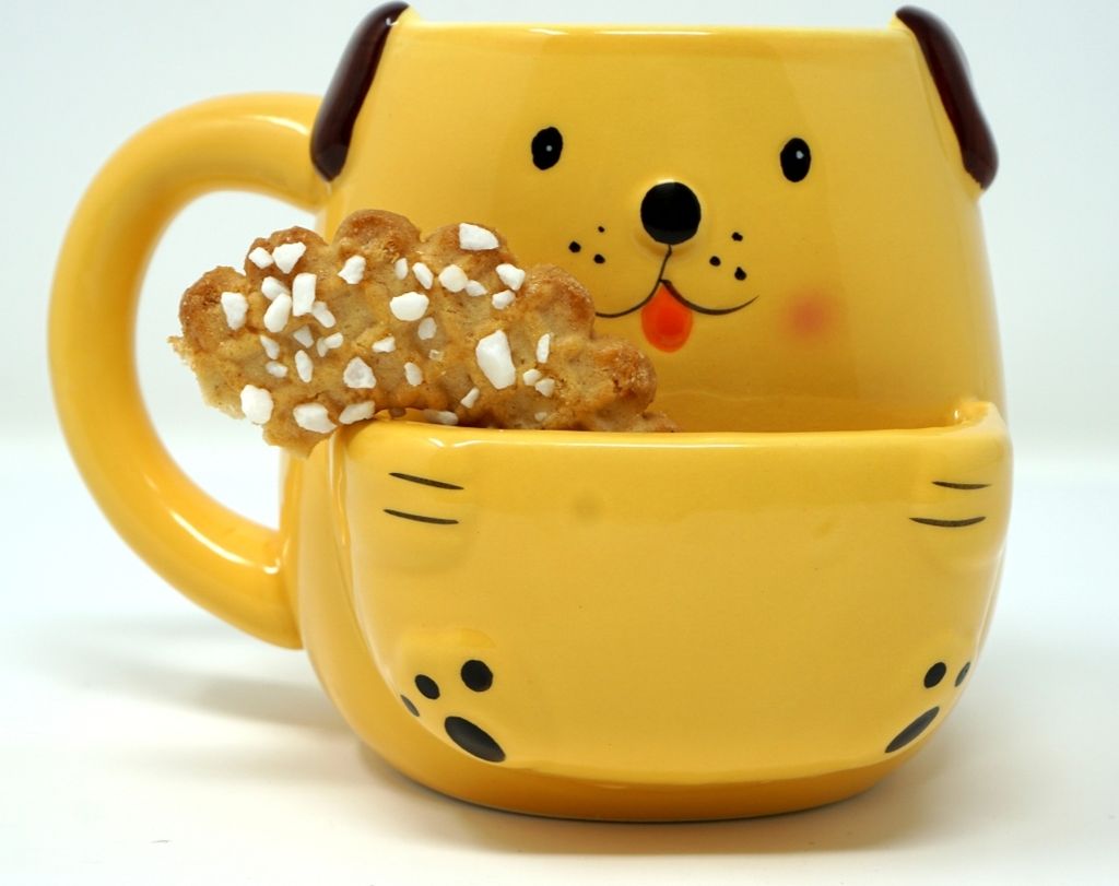 Hunde Tasse mit Keksfach Kaffeetasse Teetassse Teebeutelfach Kaffee Tee Becher