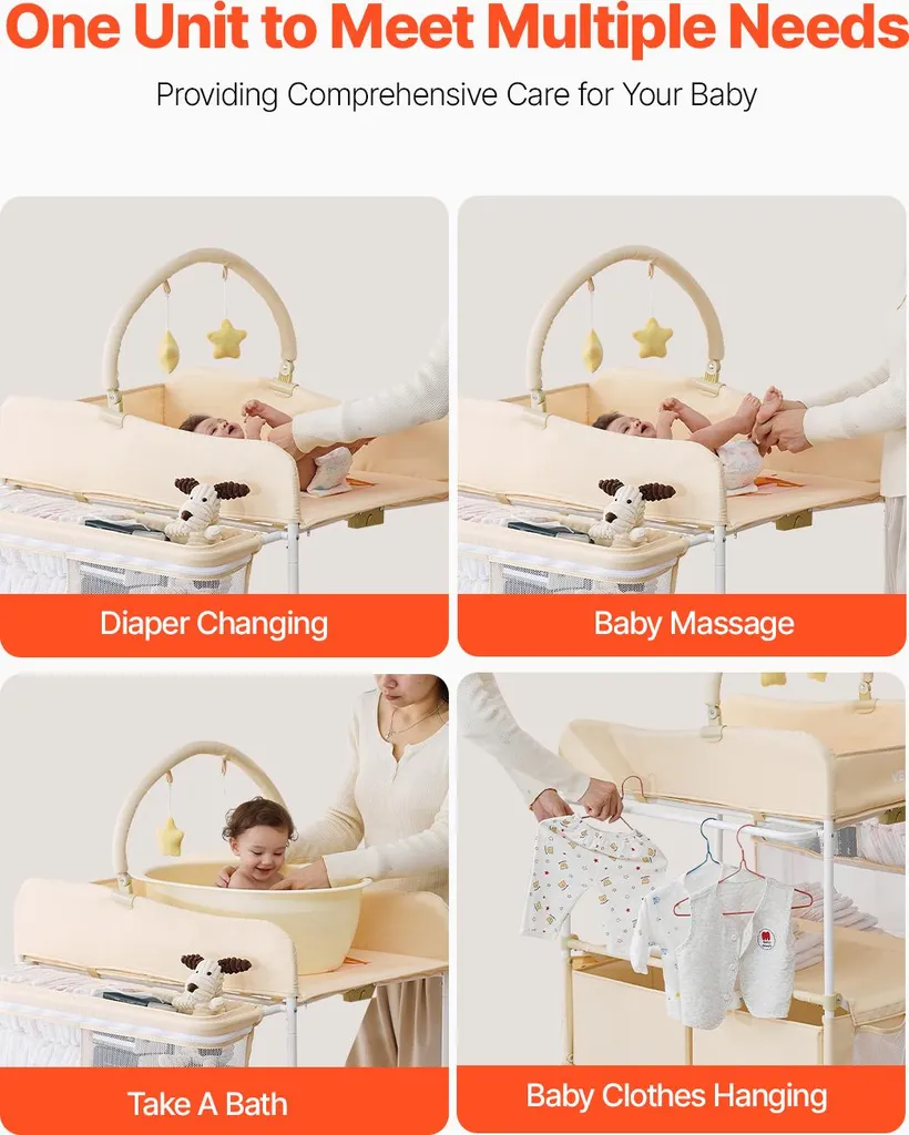 Table à langer mobile et pliable avec rangements pour chambre bébé