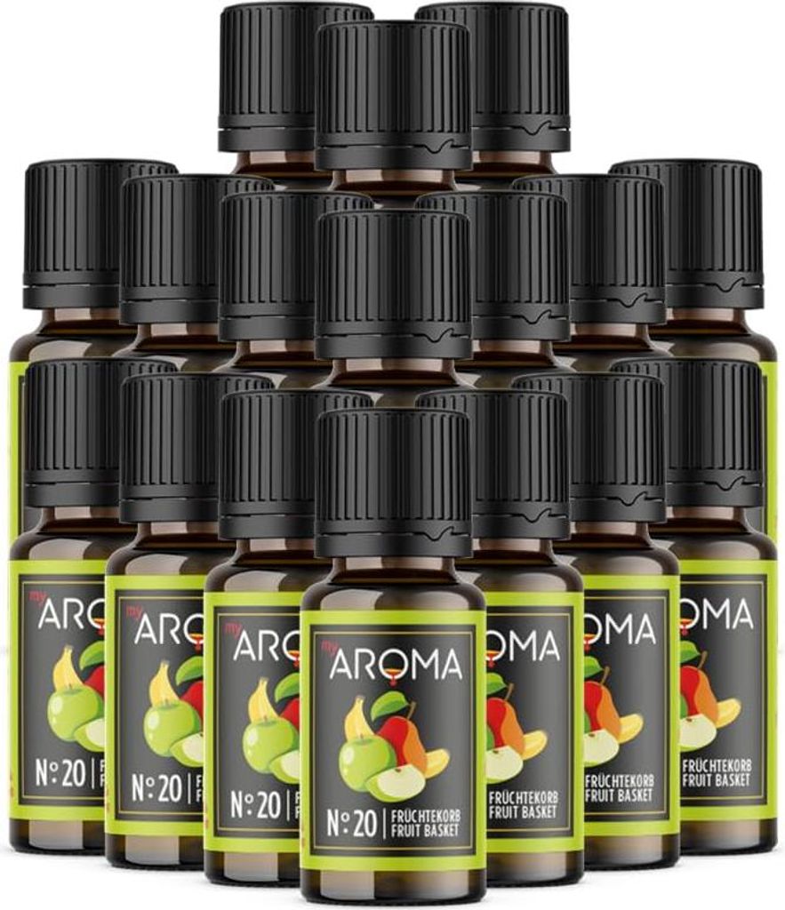myAROMA Flavour Drops – Früchtekorb 17x10ml, Zuckerfrei, Kalorienfrei & Vegan, Natürliches Aroma für Küche und Drinks, Nr. 20