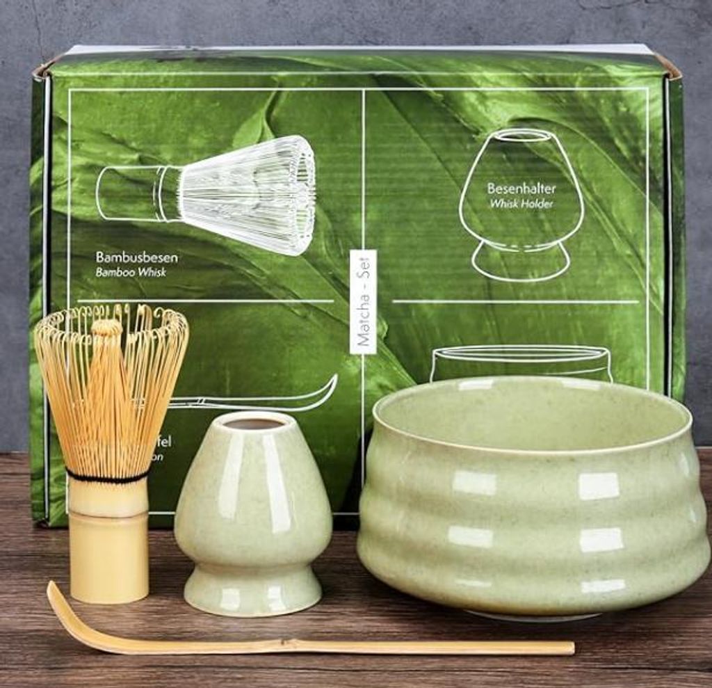 Matcha Set, Japanische Teezeremonie Matcha Schale, Matcha-Schaufel, Matcha Besen, Bambus Matcha Werkzeuge, für Matcha-Liebhaber