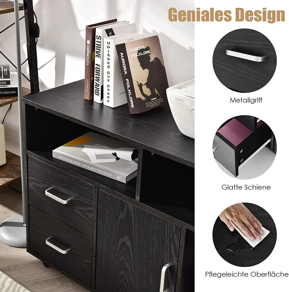 Support Imprimante sur Roulettes avec Rangement Dossiers Format Letter - 4