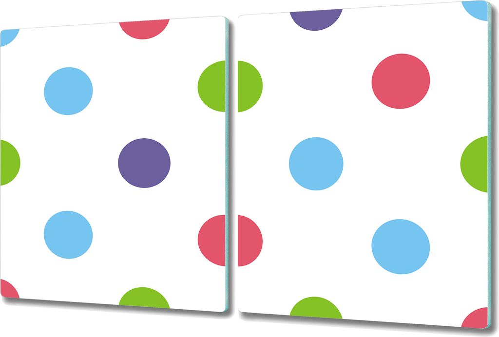 Herd-Abdeckplatte Glas Schneidebrett Ceranfeld-Abdeckung - 2x 40x52 cm - Bunte Punktmuster