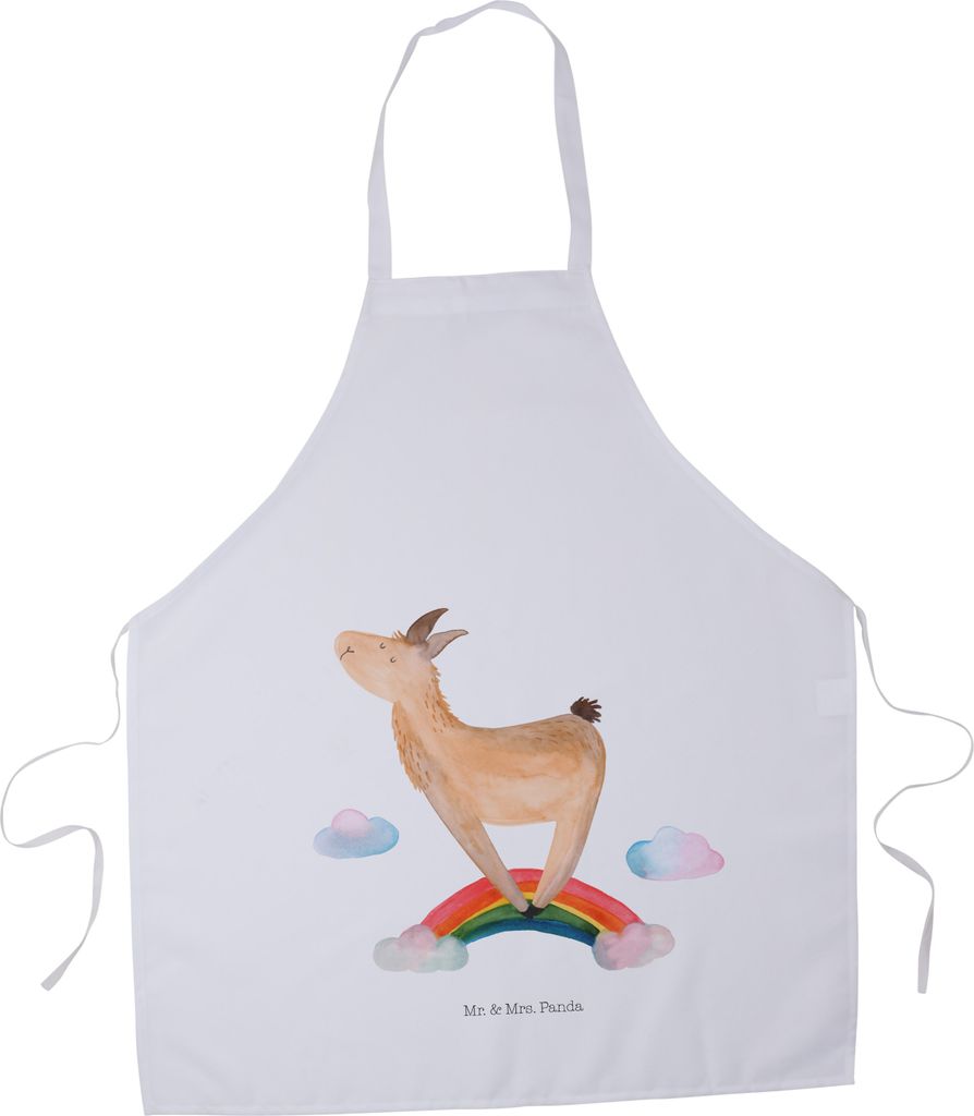 Mr. & Mrs. Panda Grillmeister-Schürze Lama Regenbogen - Weiß - Geschenk, Küchenschürze, Küchenzubehör, Grillschürze, Schürze, Haters Gonna ...