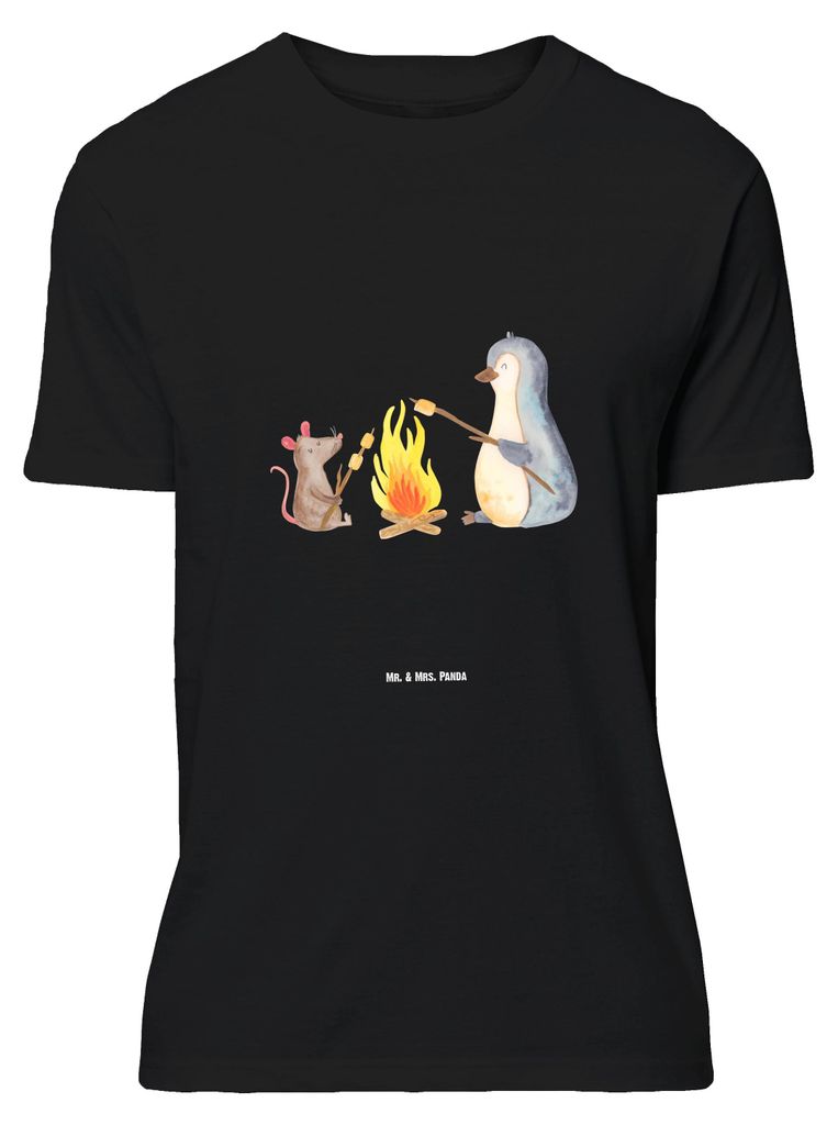 Mr. & Mrs. Panda Größe L T-Shirt Pinguin Lagerfeuer - Schwarz - Geschenk, Marshmallows, Shirt, Maus, mit Spruch, Liebe, Tshirt, Job