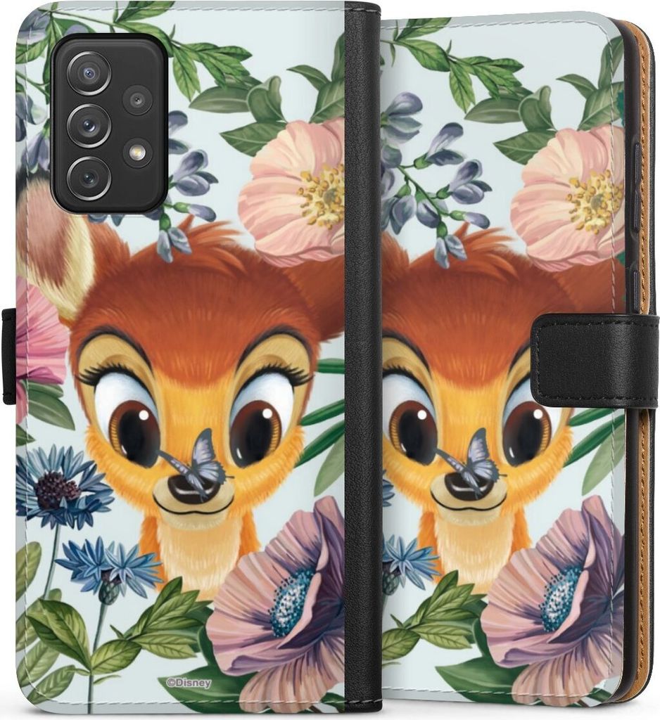 DeinDesign Klapphülle für Samsung Galaxy A72 Handytasche Lederhülle Tasche Bambi Blumen Disney