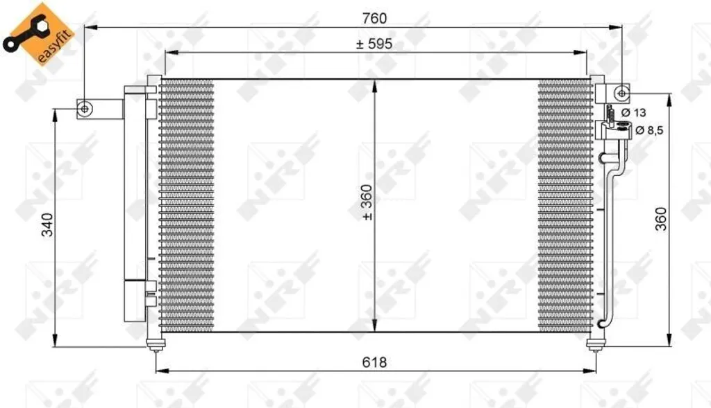 Condenseur de climatisation avec sécheur pour Kia Rio II JB 2005-2011