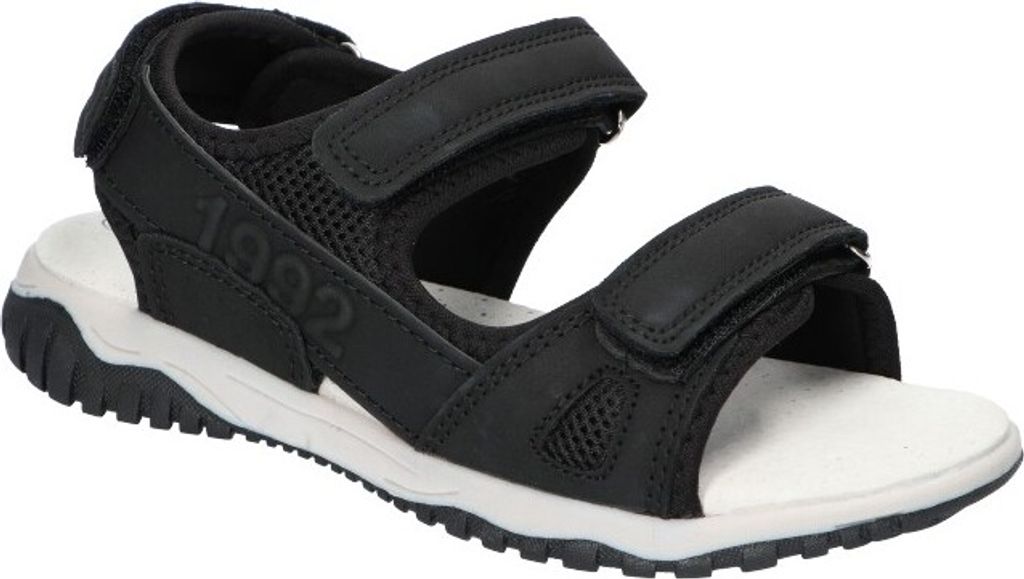 AMERICAN CLUB RL168 Solide KinderSandalen, Naturleder Innensohle, Klett Sandalen, Sportsandalen, Schwarz 34