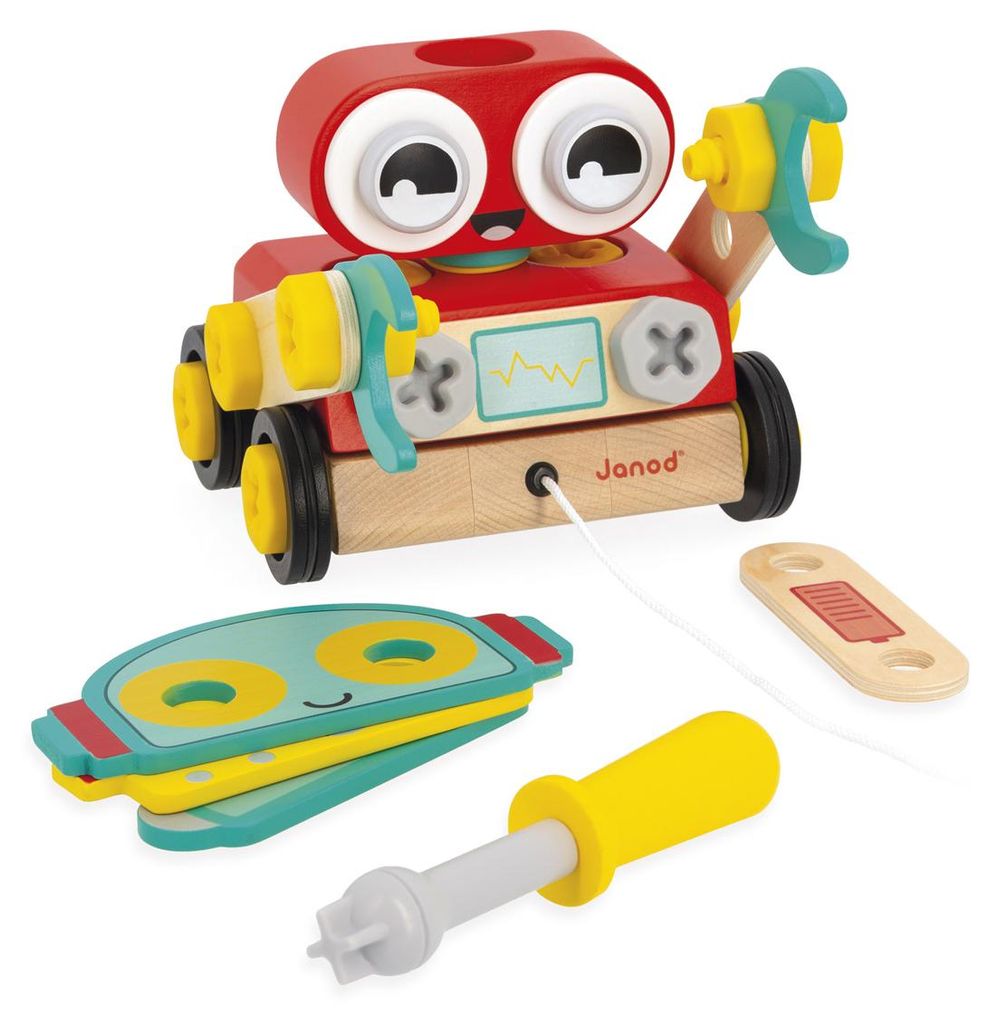 Janod Roboter Spielzeug - Brico'Kids Holz Bausatz Roboter