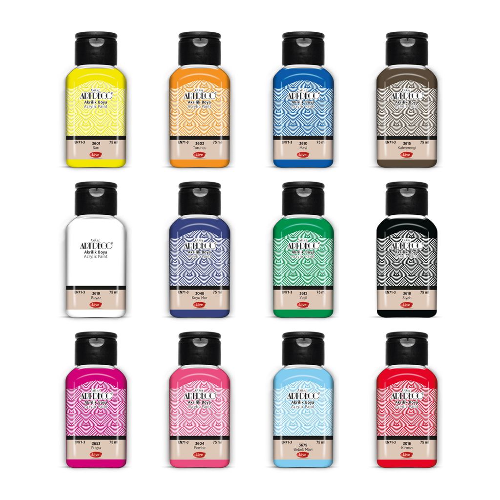 büst Artdeco Acrylfarben-Set 12x75 ml - Gemischte Farben