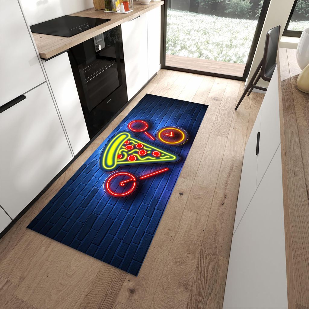 Küchenteppich 80x200cm rutschfest & abwischbar PVC Läufer - Pizzalieferservice