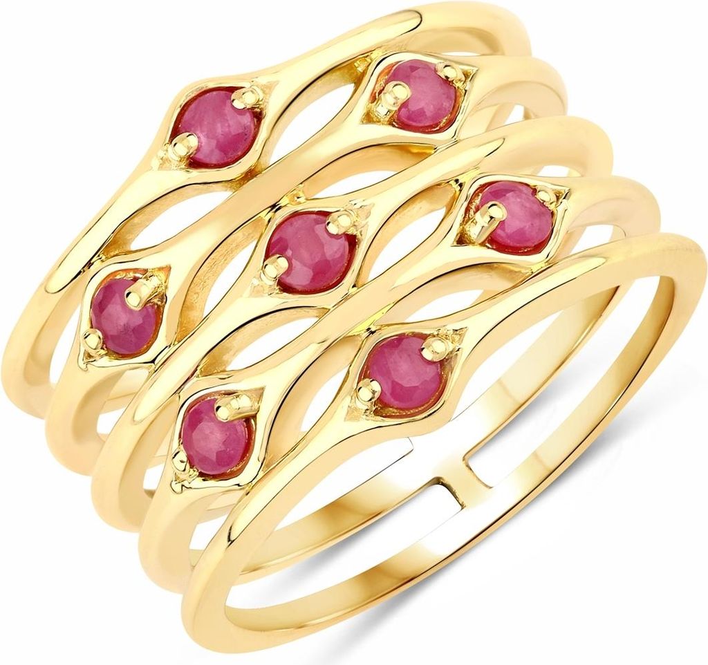 Ring Sterling Silber gelbvergoldet Rubin 58