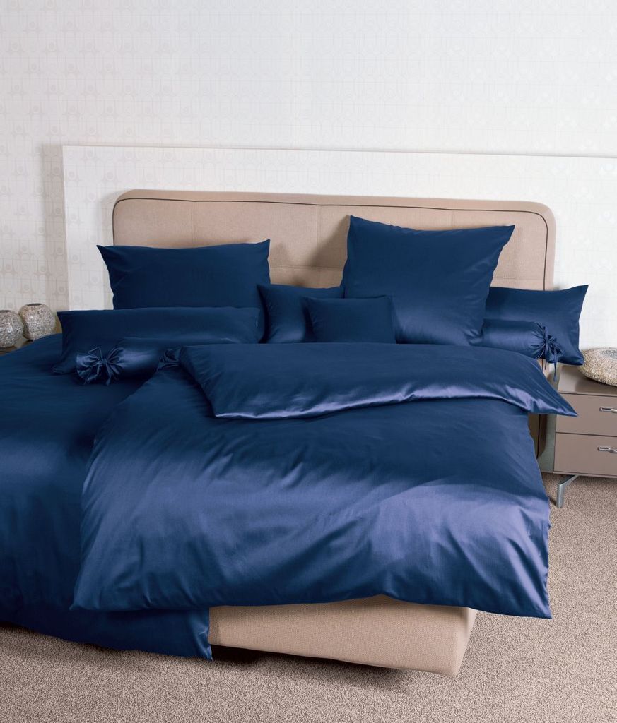 Janine Mako-Satin Kissenhülle Kiss. 40x60 1 teilig Colors 31001-82-640 marine